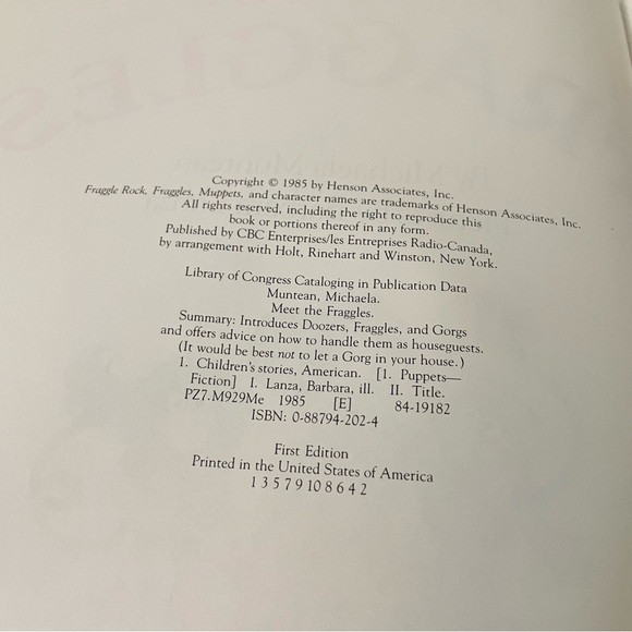 Vintage 1985 First Edition Meet The Fraggles Hardcover Book - Picture 12 of 16